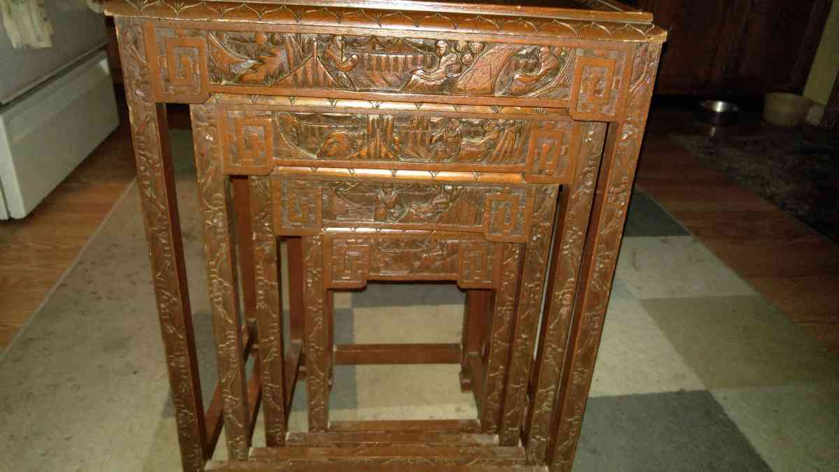 Nesting tables 4pc set Very Good Condition circa 1920s - Borden, Indiana - FleaMarketBay