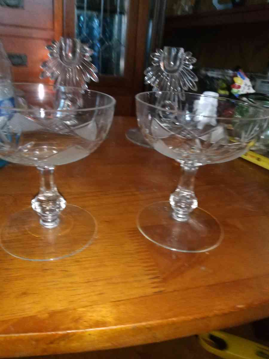 2 Copper wheel cut Champagne Glasses - Pawtucket, Rhode Island - FleaMarketBay
