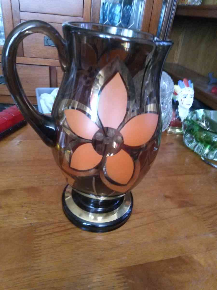 Mid Century Smoked glass Picher - Pawtucket, Rhode Island - FleaMarketBay