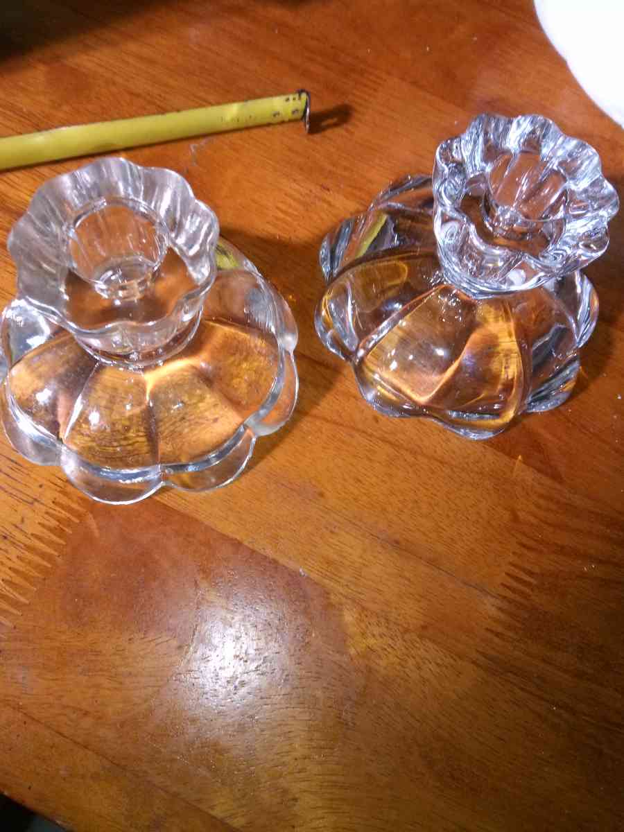 1930s Smith Glass Candle Holders - Pawtucket, Rhode Island - FleaMarketBay