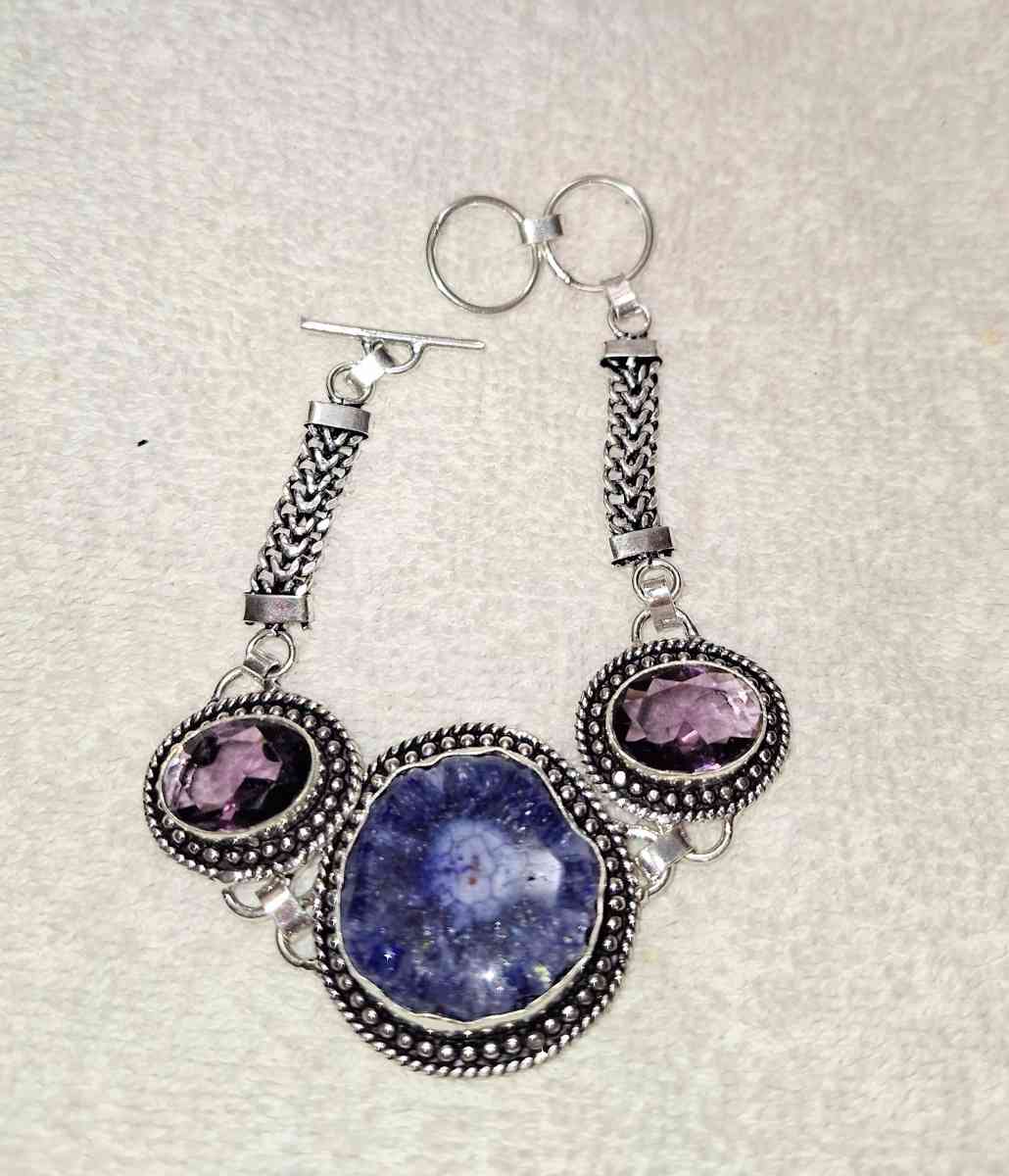925 silver solar druzy and amethyst bracelet - Yulee, Florida - FleaMarketBay