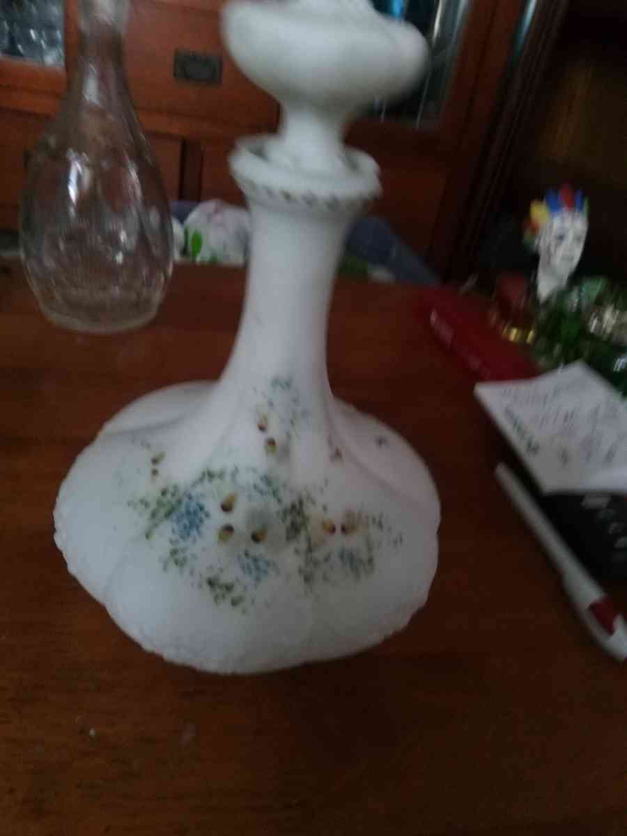 Victorian Embossed Milk glass Decanter - Pawtucket, Rhode Island - FleaMarketBay