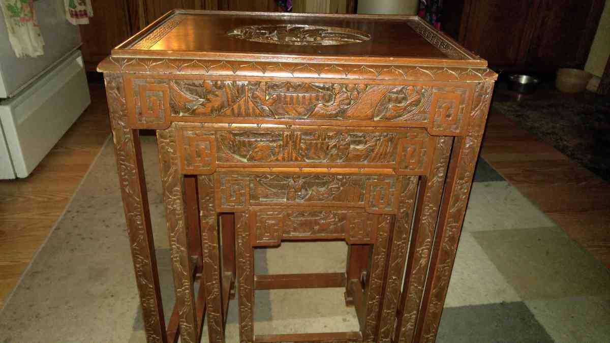 Nesting tables 4pc set Very Good Condition circa 1920s - Borden, Indiana - FleaMarketBay