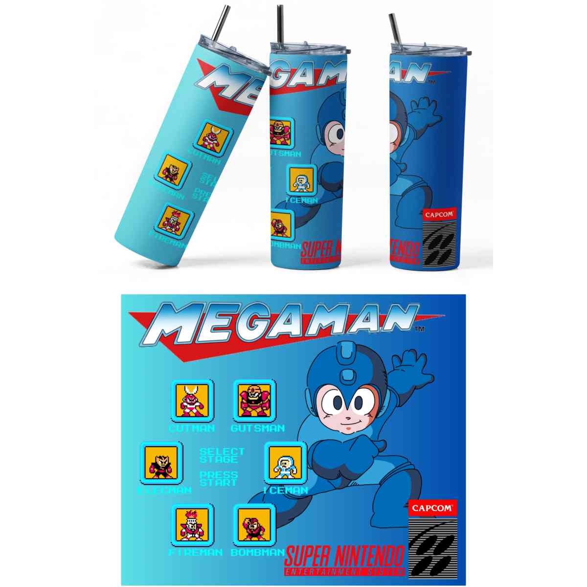 Retro 1987 Mega Man Sublimation Tumbler  Limited Edition - Orlando, Florida