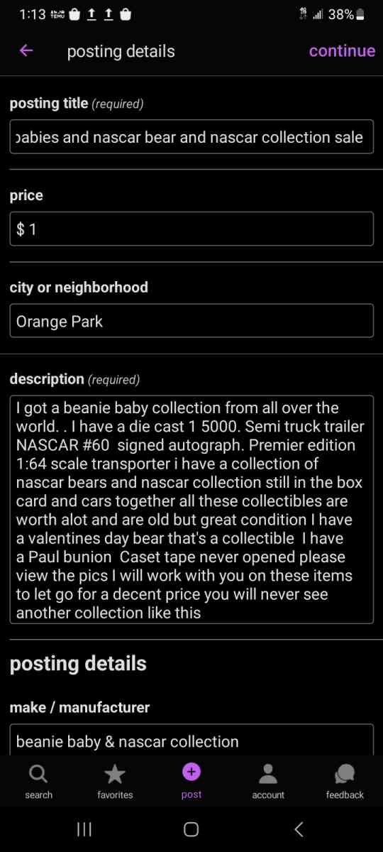 Beanie baby collection and NASCAR collection - Orange Park, Florida - FleaMarketBay