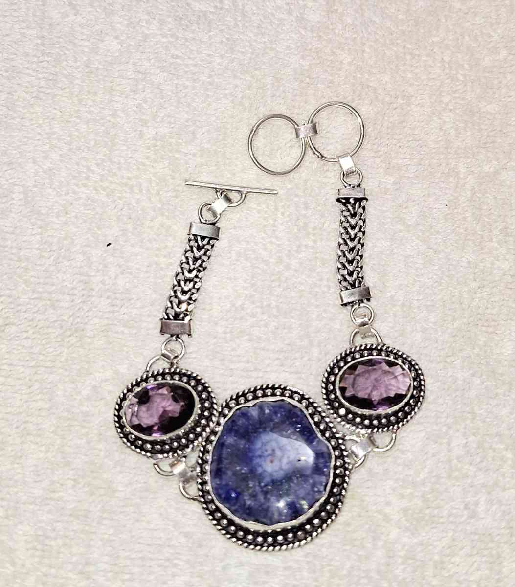 925 silver solar druzy and amethyst bracelet - Yulee, Florida - FleaMarketBay