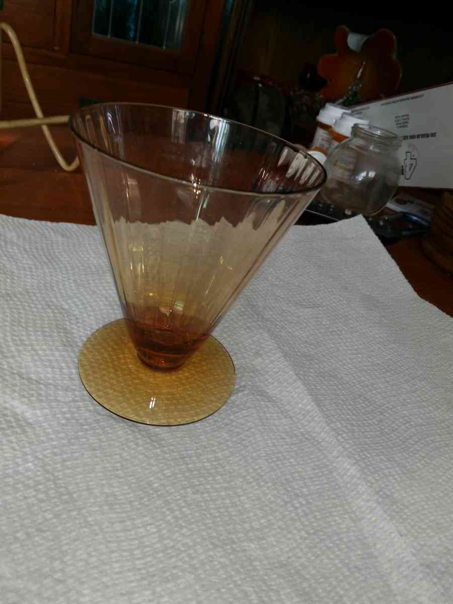 Amber Depression Glass footed Tumbler - Pawtucket, Rhode Island