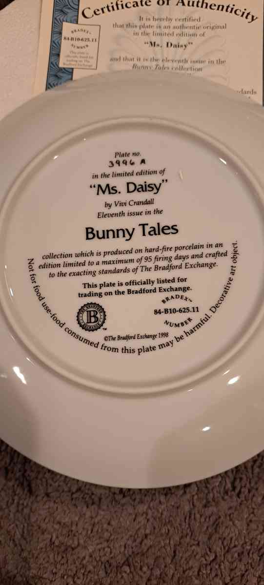 Bradford Exchange bunny tales limited edition plates - Sewell, New Jersey
