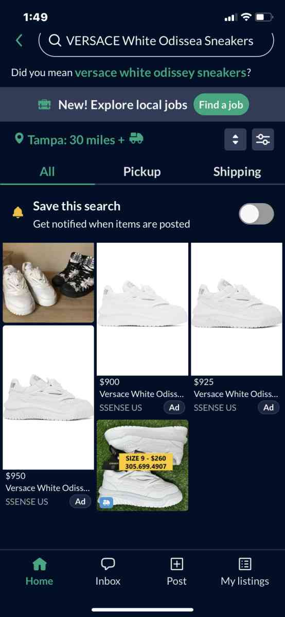 VERSACEWhite Odissea Sneakers - Tampa, Florida - FleaMarketBay