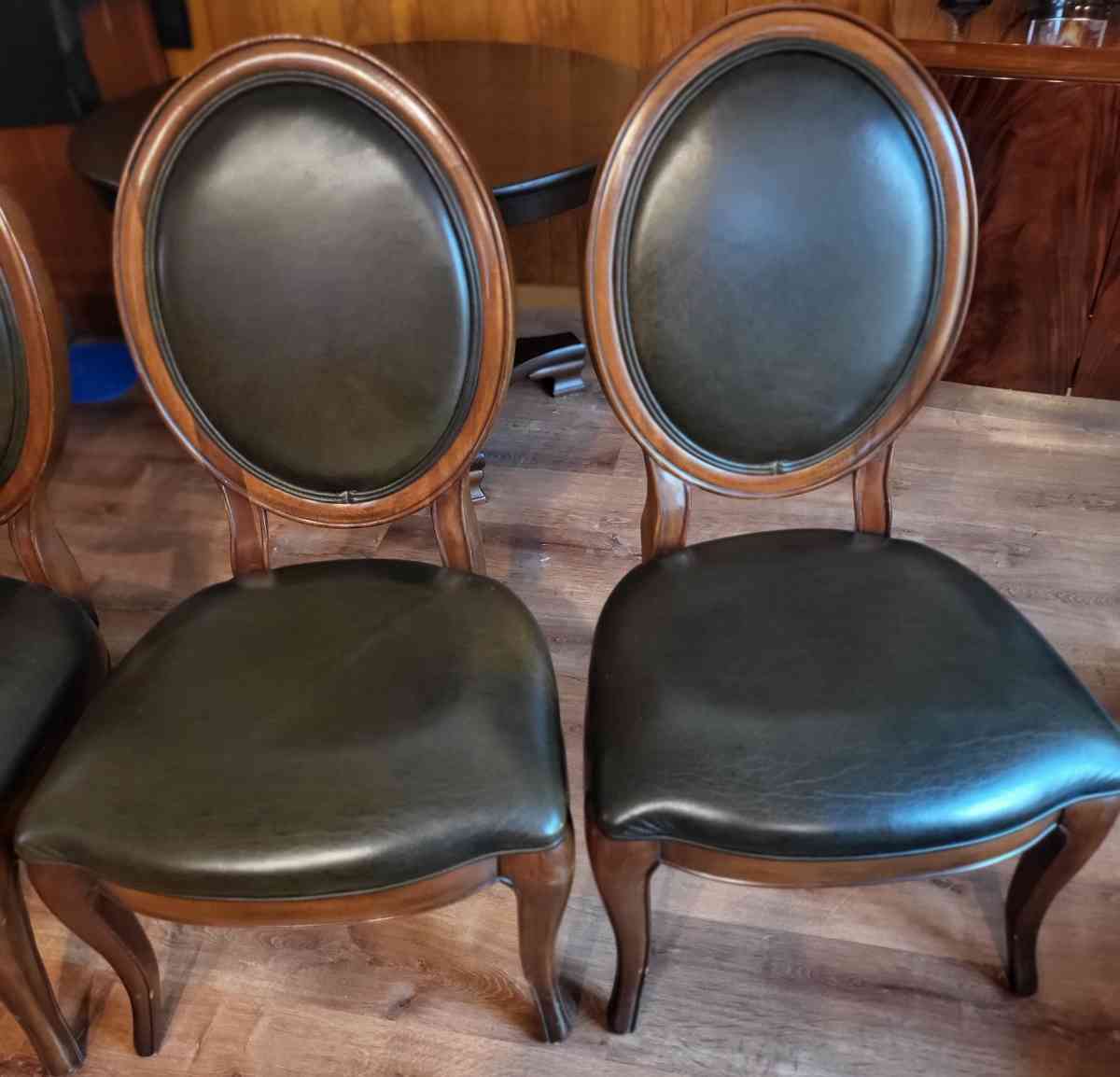 Thomasville Bogart Collection Black LEATHER Side Chairs - San Diego, California - FleaMarketBay