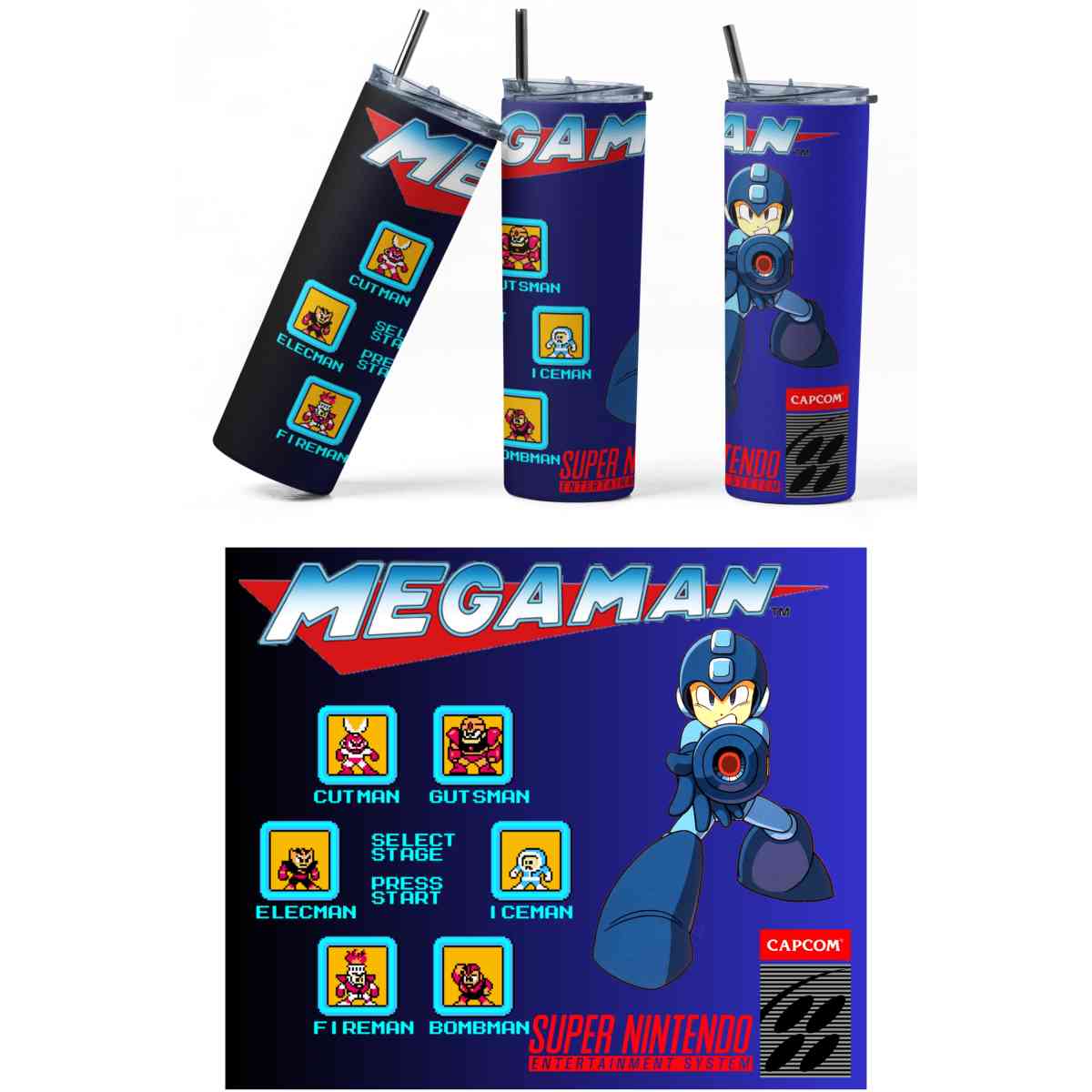 Retro 1987 Mega Man Sublimation Tumbler  Limited Edition - Orlando, Florida