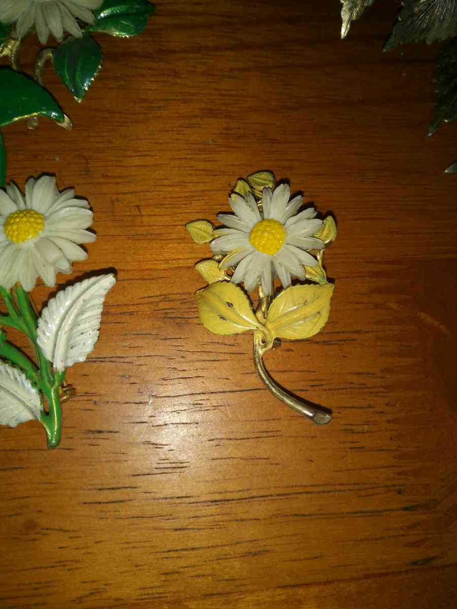 5 1950s 60s Lucite and ename Flower Pins - Pawtucket, Rhode Island - FleaMarketBay