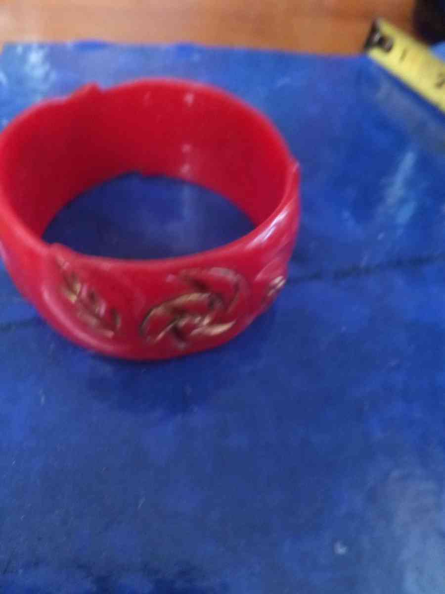 50s Carved red Bangle bracelet - Pawtucket, Rhode Island - FleaMarketBay