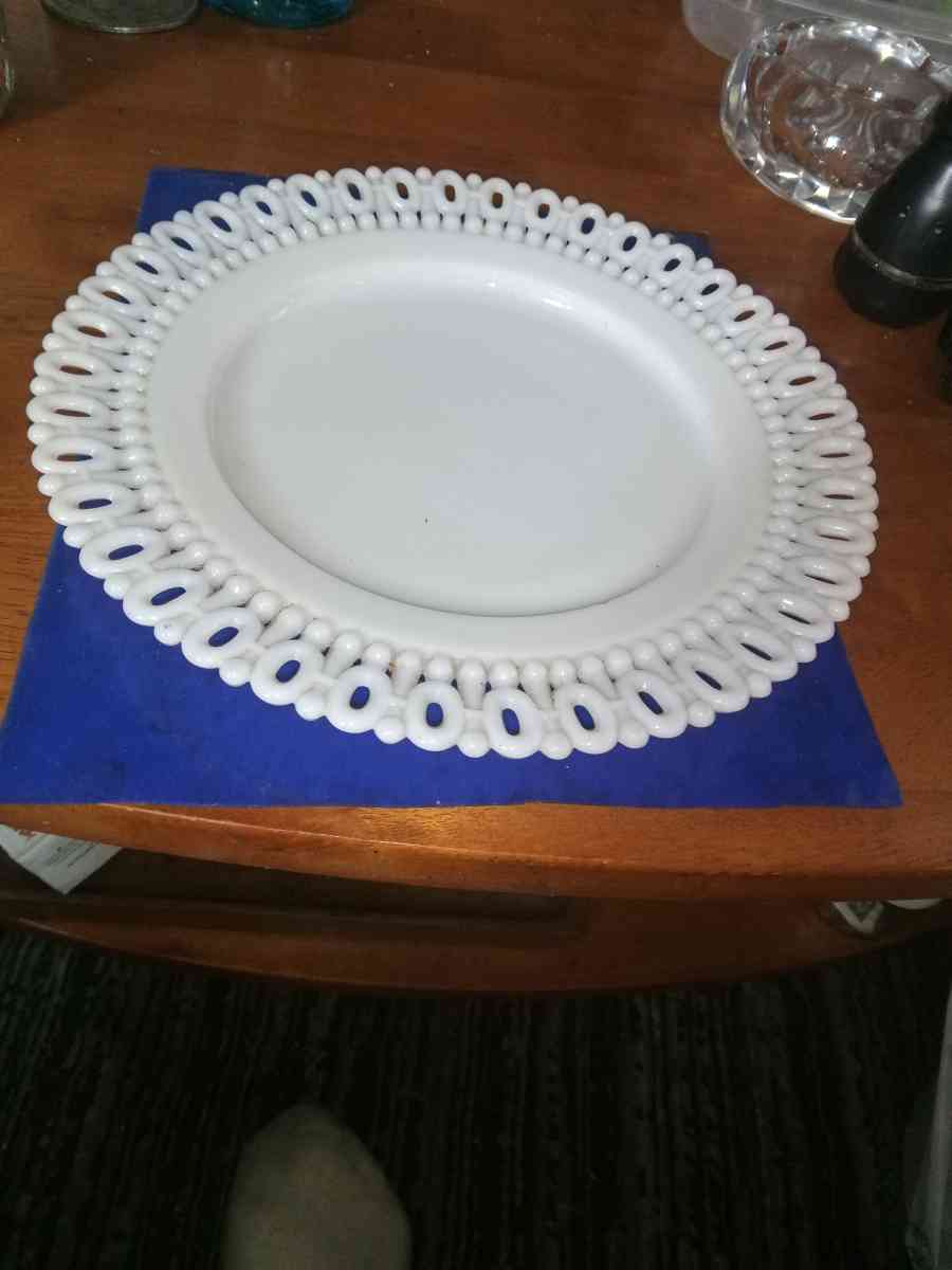 EAPG 8 inch 101 Border Milk glass plate - Pawtucket, Rhode Island - FleaMarketBay