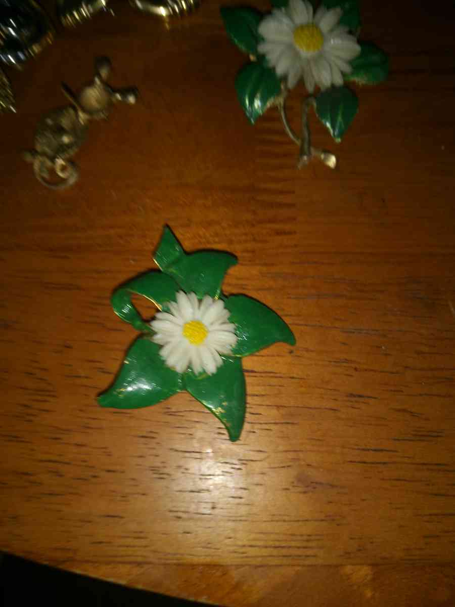 5 1950s 60s Lucite and ename Flower Pins - Pawtucket, Rhode Island - FleaMarketBay