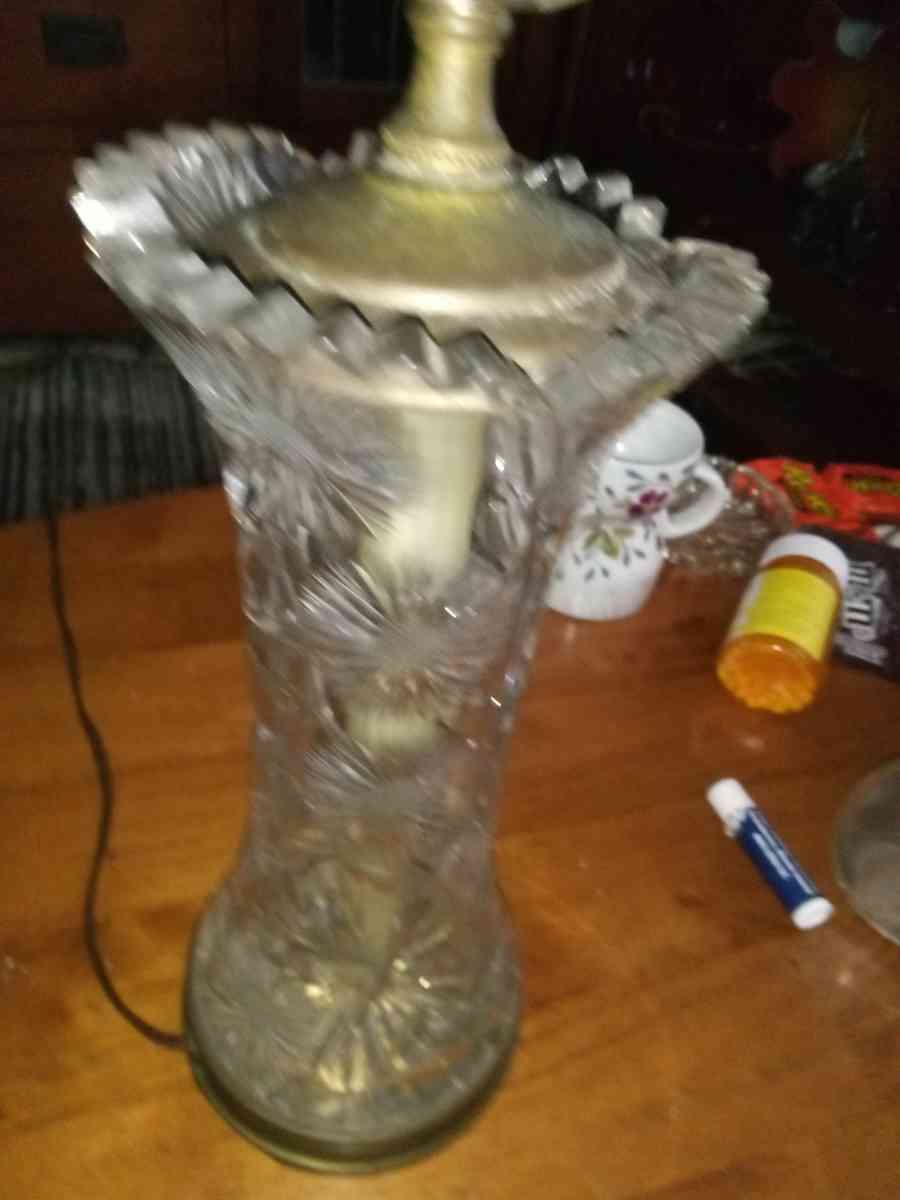 American Brilliant period Cut Glass Lamp - Pawtucket, Rhode Island - FleaMarketBay