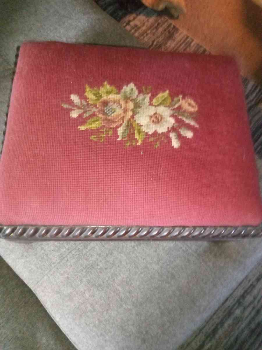 Vintage Needlepoint Footstool - Pawtucket, Rhode Island