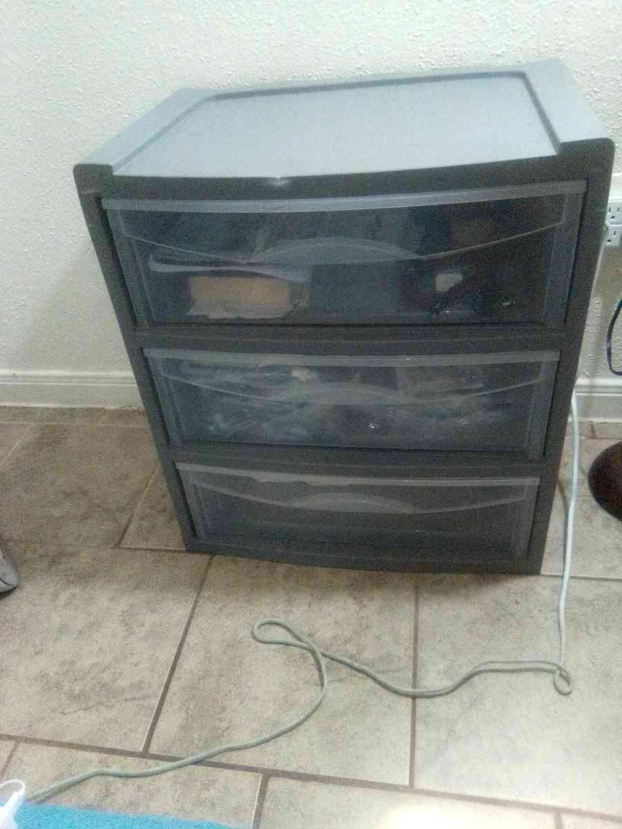 three drawer hard plastic storage shelf - Houston, Texas