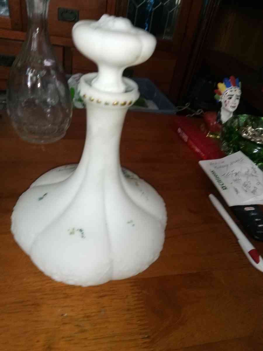 Victorian Embossed Milk glass Decanter - Pawtucket, Rhode Island - FleaMarketBay