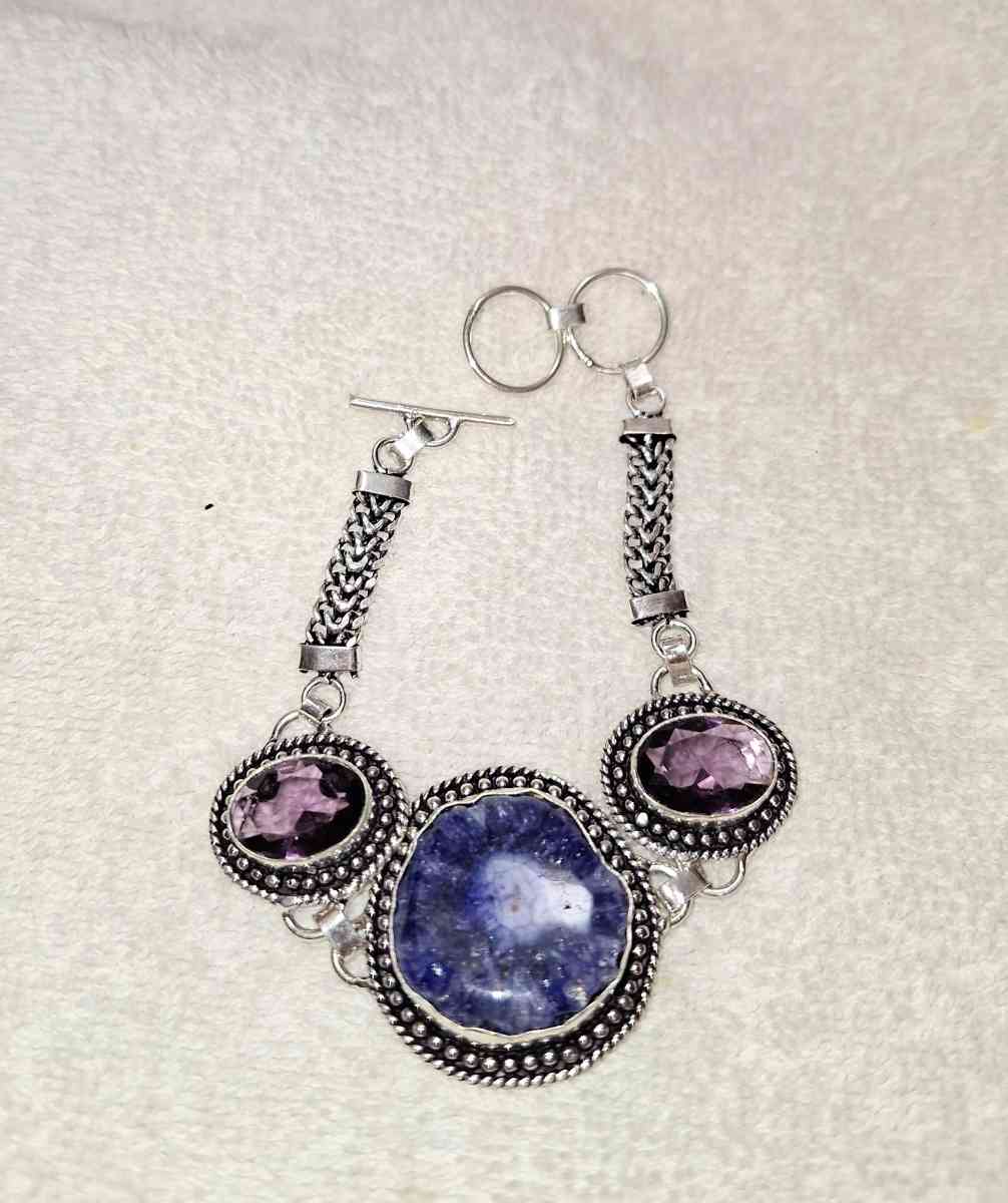925 silver solar druzy and amethyst bracelet - Yulee, Florida - FleaMarketBay