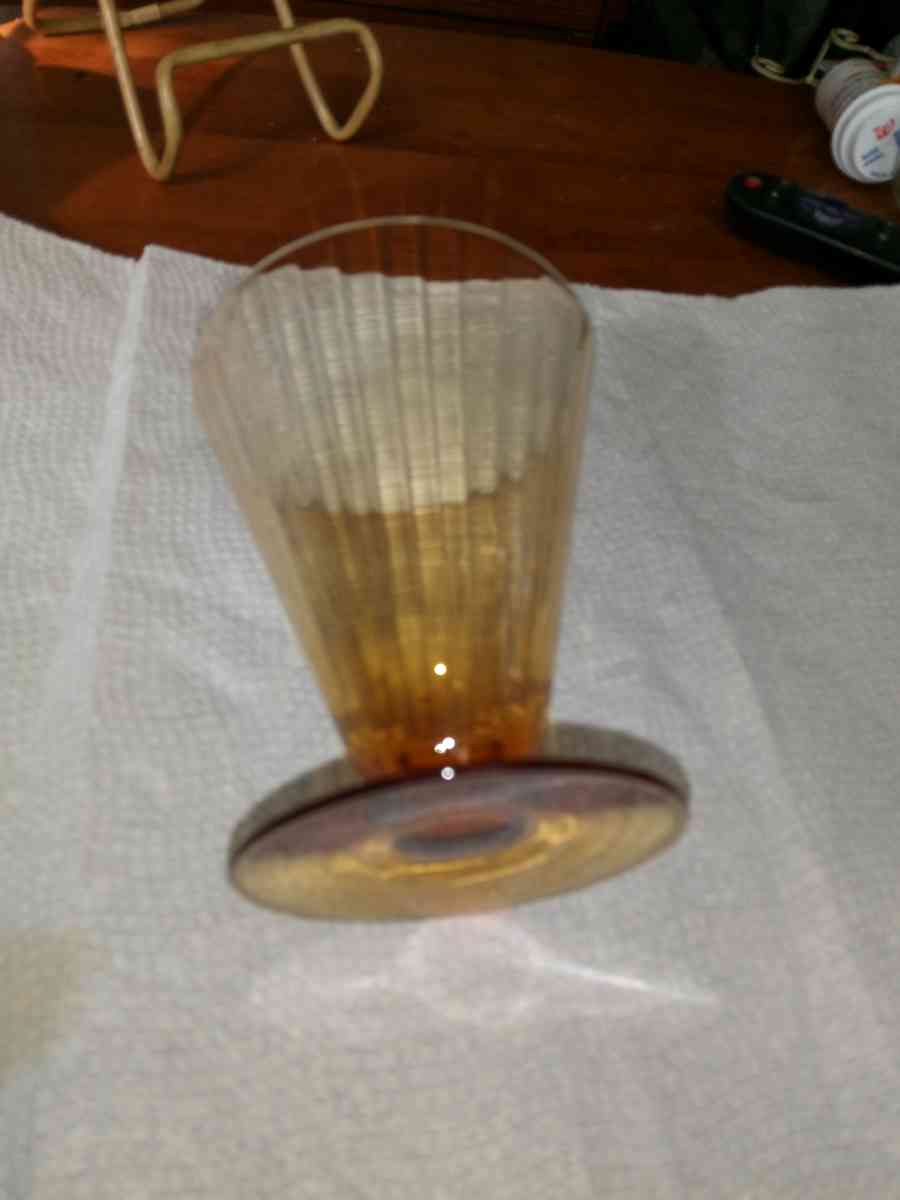 Amber Depression Glass footed Tumbler - Pawtucket, Rhode Island - FleaMarketBay
