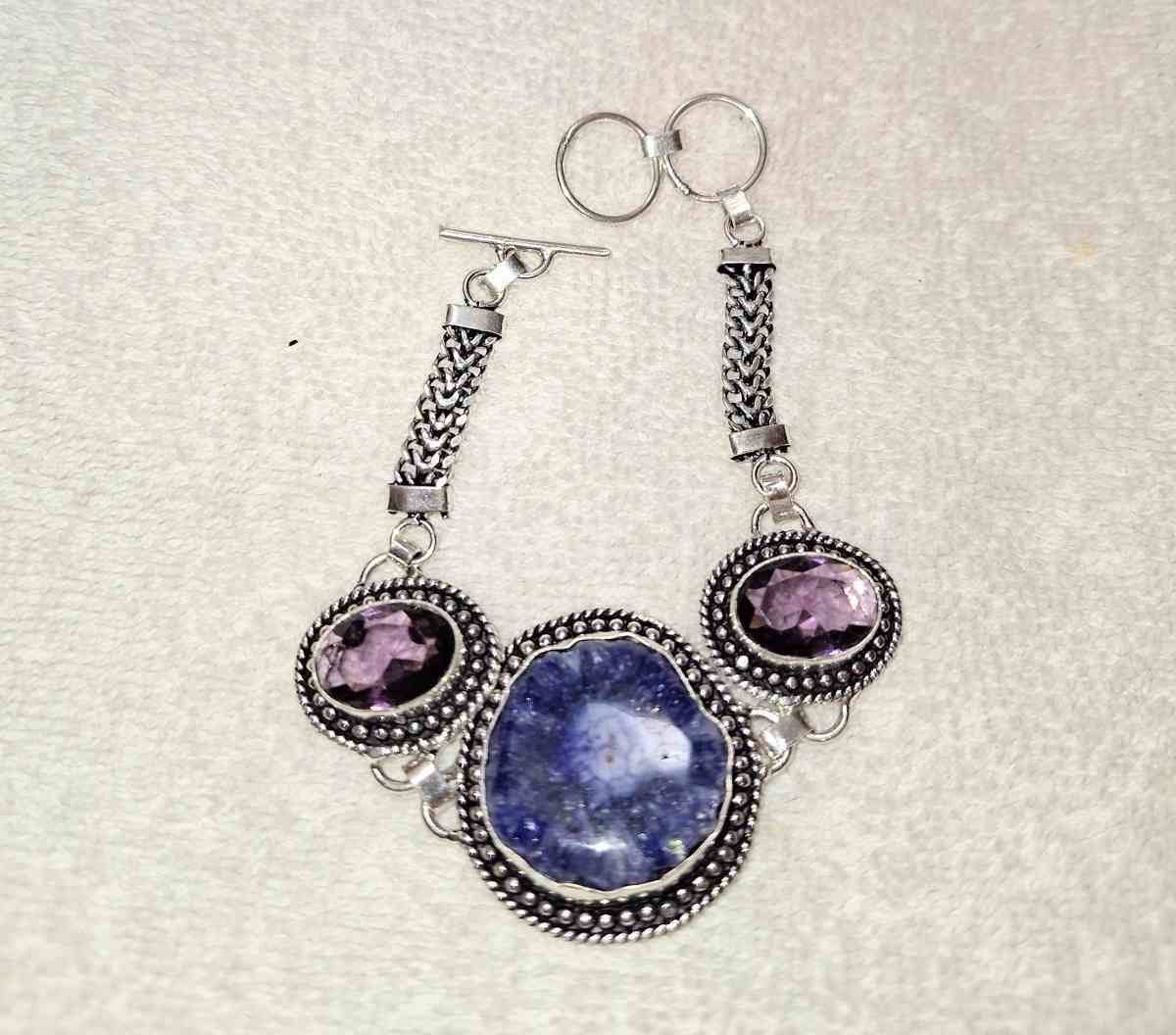 925 silver solar druzy and amethyst bracelet - Yulee, Florida