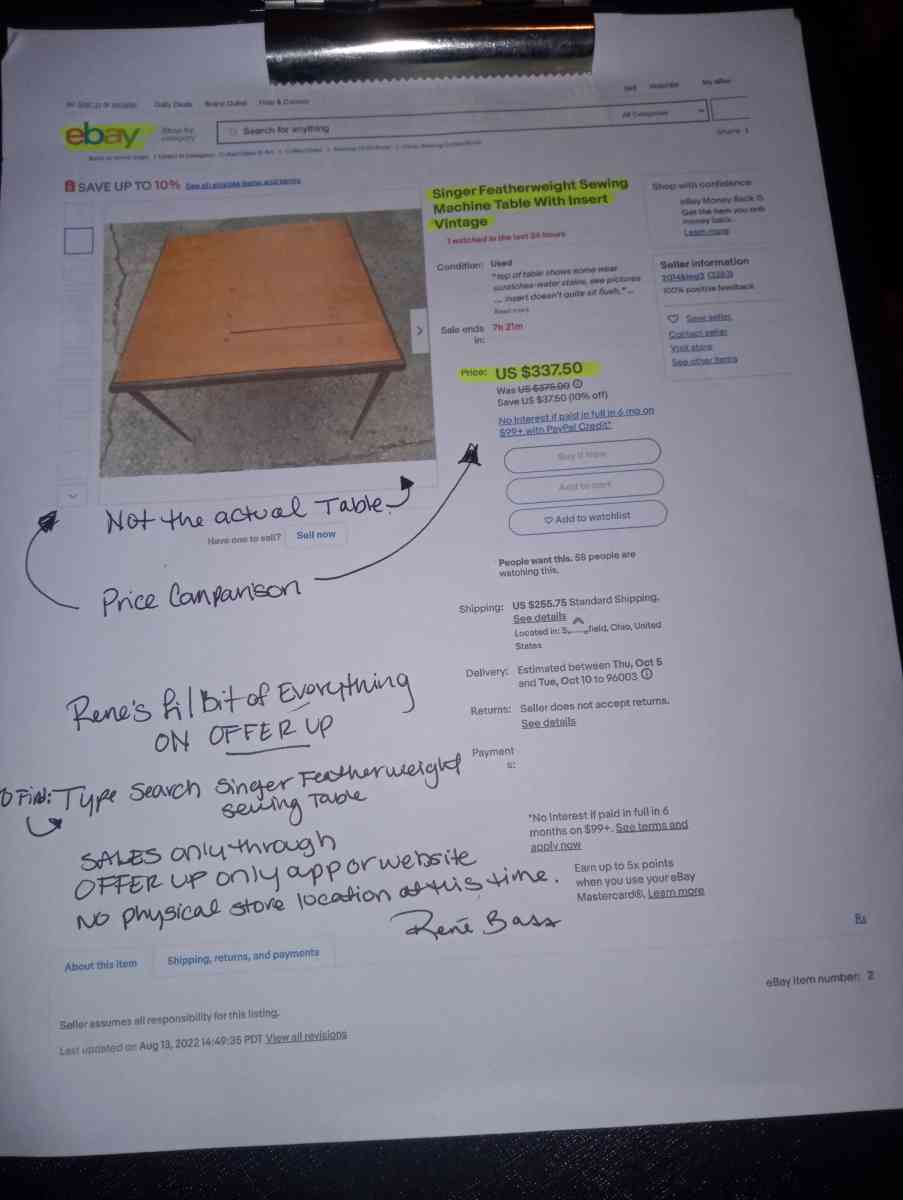 Singer Featherweight Sewing Table - Redding, California - FleaMarketBay