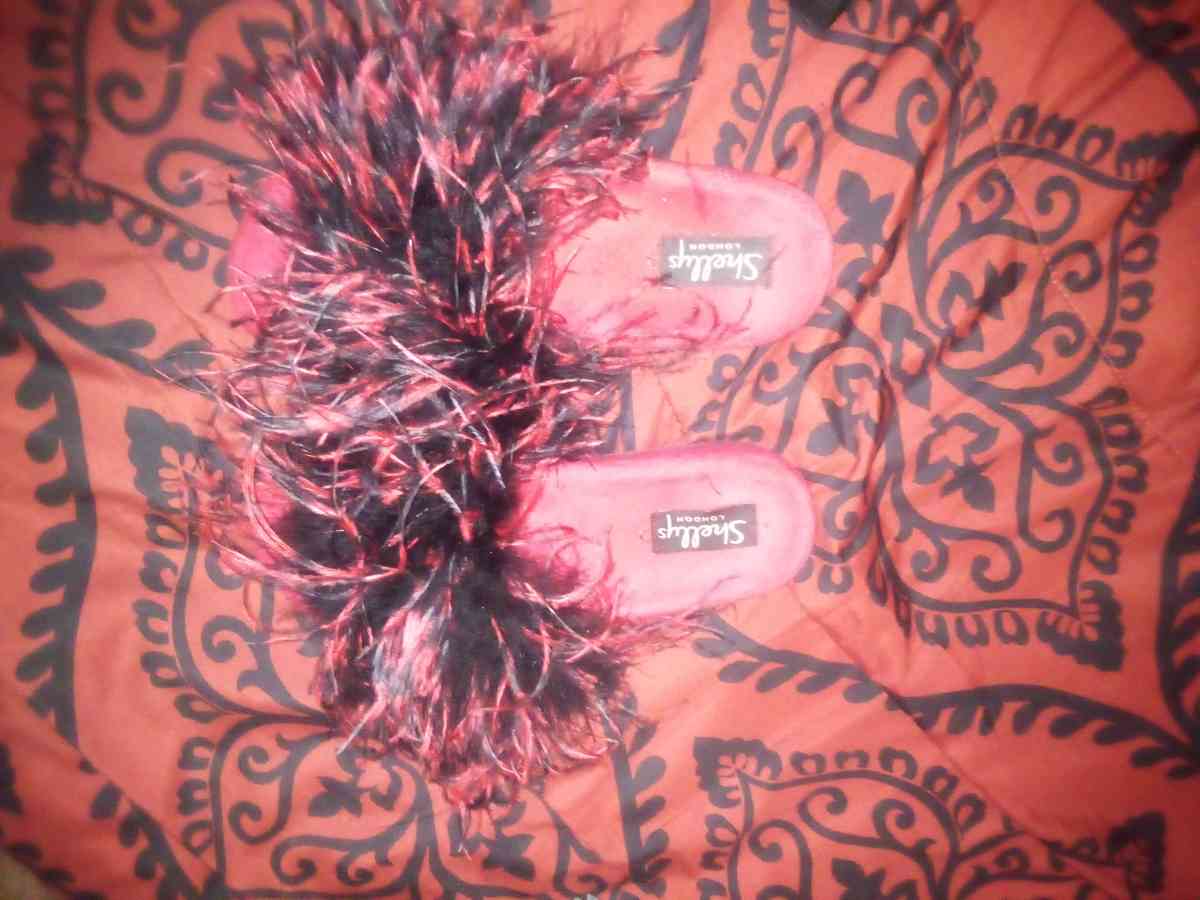 Shelly London  red and black feathers shoes sz 8 - Buffalo, New York - FleaMarketBay