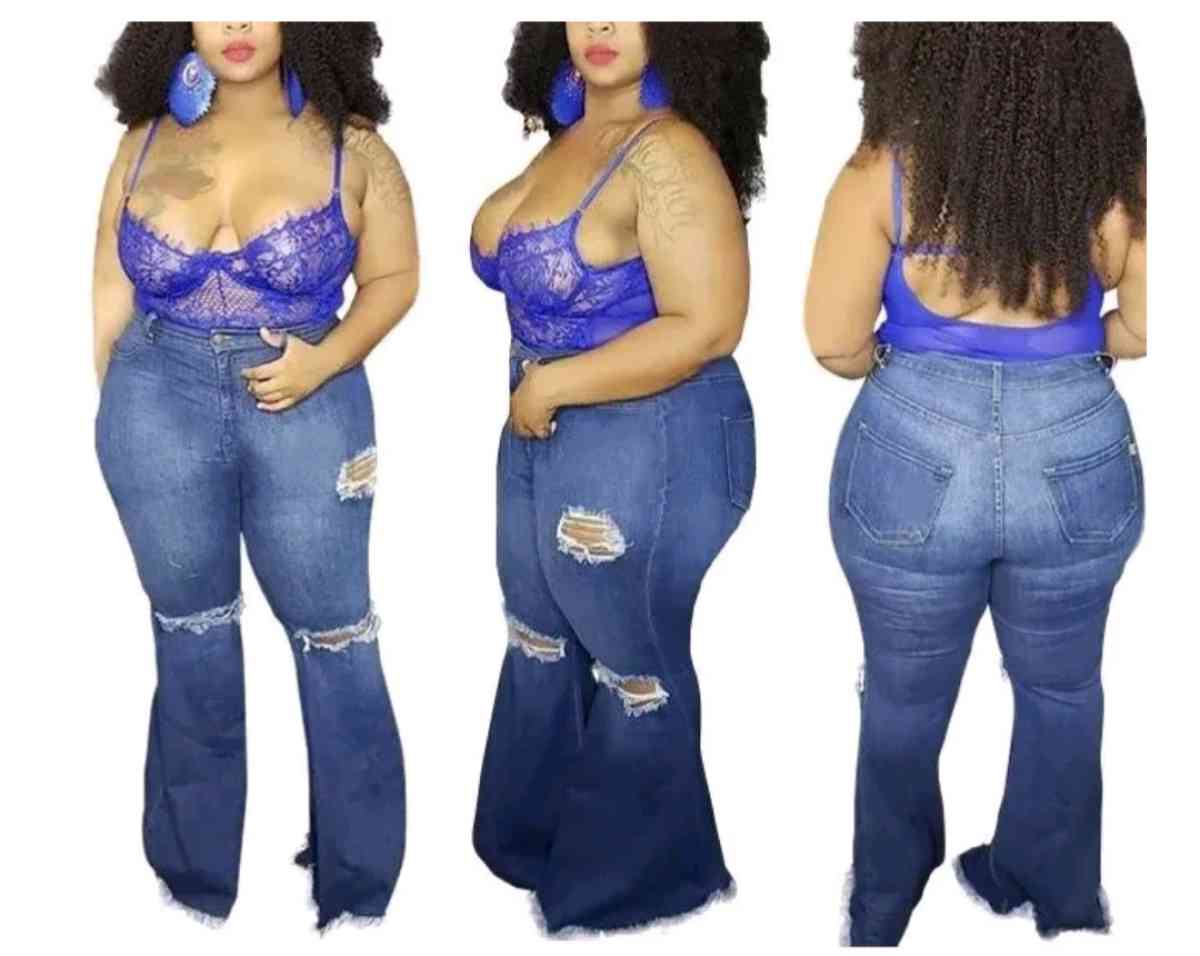 Womens plus size jeans Material cotton polyester Wide leg be - Willingboro, New Jersey - FleaMarketBay
