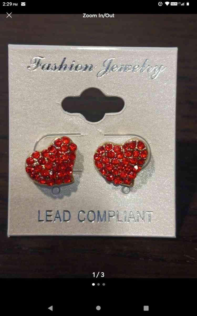 Double sided red heart sparkling earrings - Vancouver, Washington - FleaMarketBay