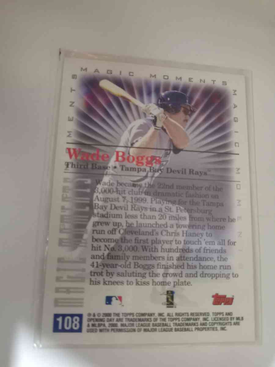 autographed wade boggs 3000 th hit topps card - New Albany, Indiana - FleaMarketBay
