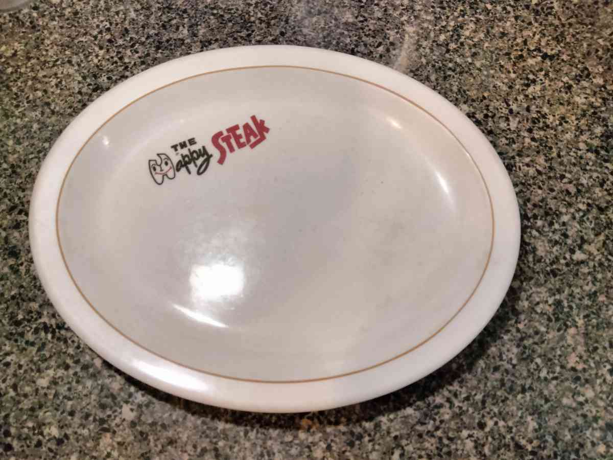 Homer Laughlin Happy Steak Oval Dinner Platter RARE - Vidor, Texas