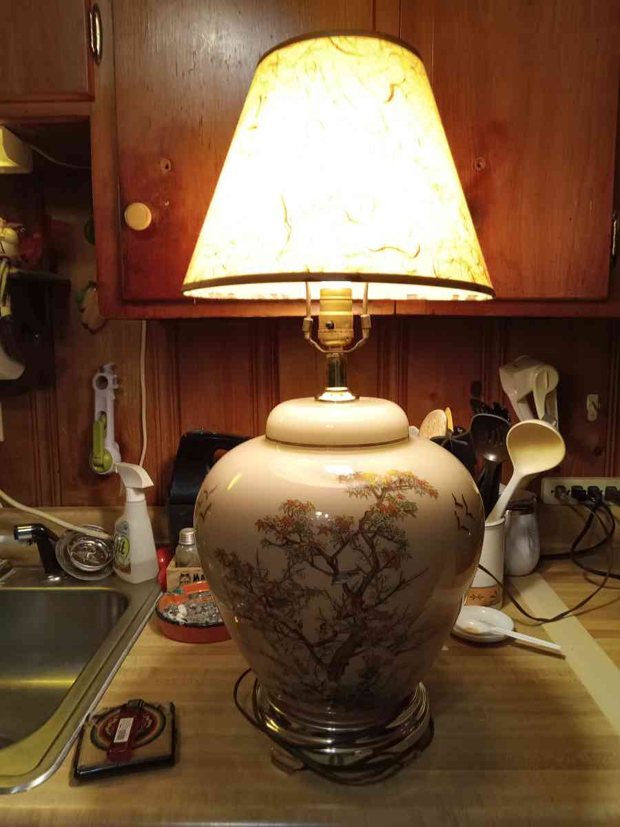 vintage decorative lamp with trees and birds on it - New Albany, Indiana