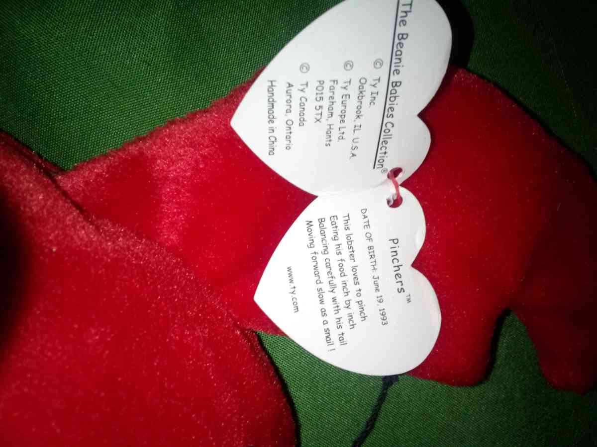 1993 Ty beanie babies pinchers mint selling collection - New Port Richey, Florida - FleaMarketBay