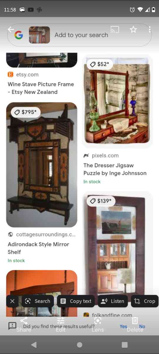 Adirondack style mirror shelf - Armagh, Pennsylvania - FleaMarketBay