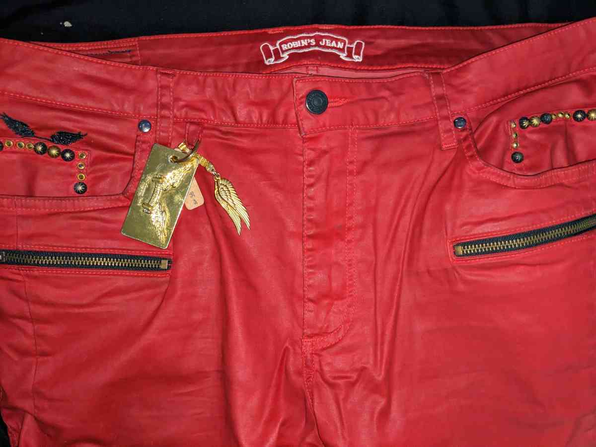 Designer Robins Jean Red Biker Shorts - Alamo, Indiana - FleaMarketBay