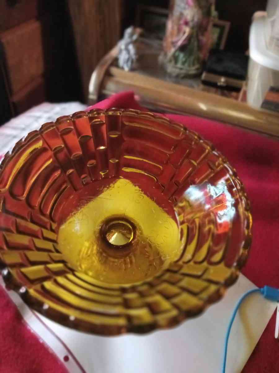 vintage amber pedestal bowl - New Albany, Indiana - FleaMarketBay