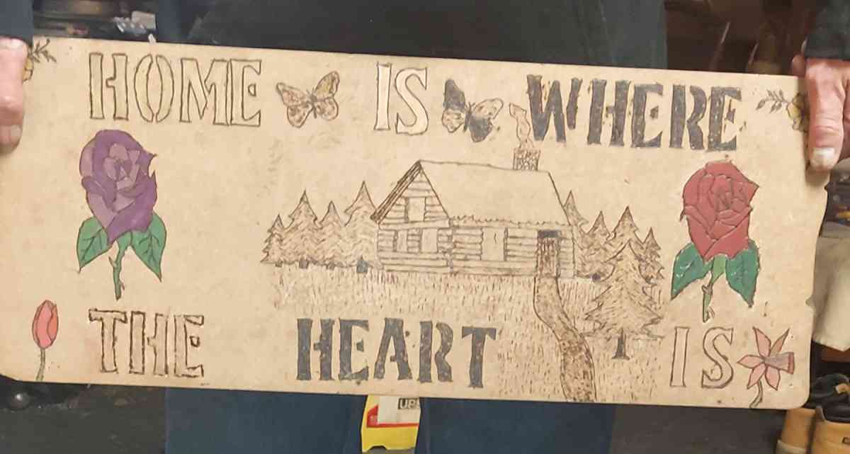 wood burned sighn home is where the heart is - Wilkes Barre, Pennsylvania - FleaMarketBay