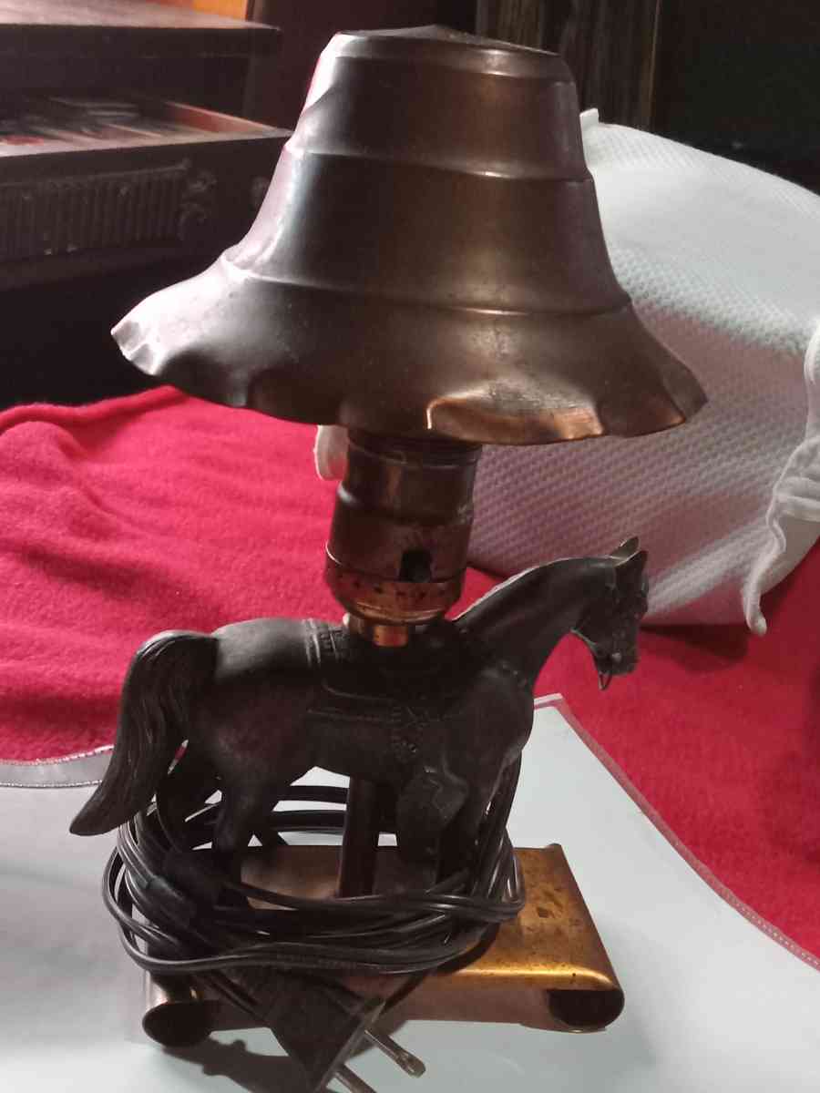 antique copper horse lamp - New Albany, Indiana