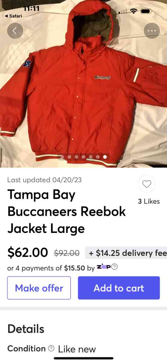 Buccaneers Wright winter jacket jack sport - Bethel, Connecticut - FleaMarketBay
