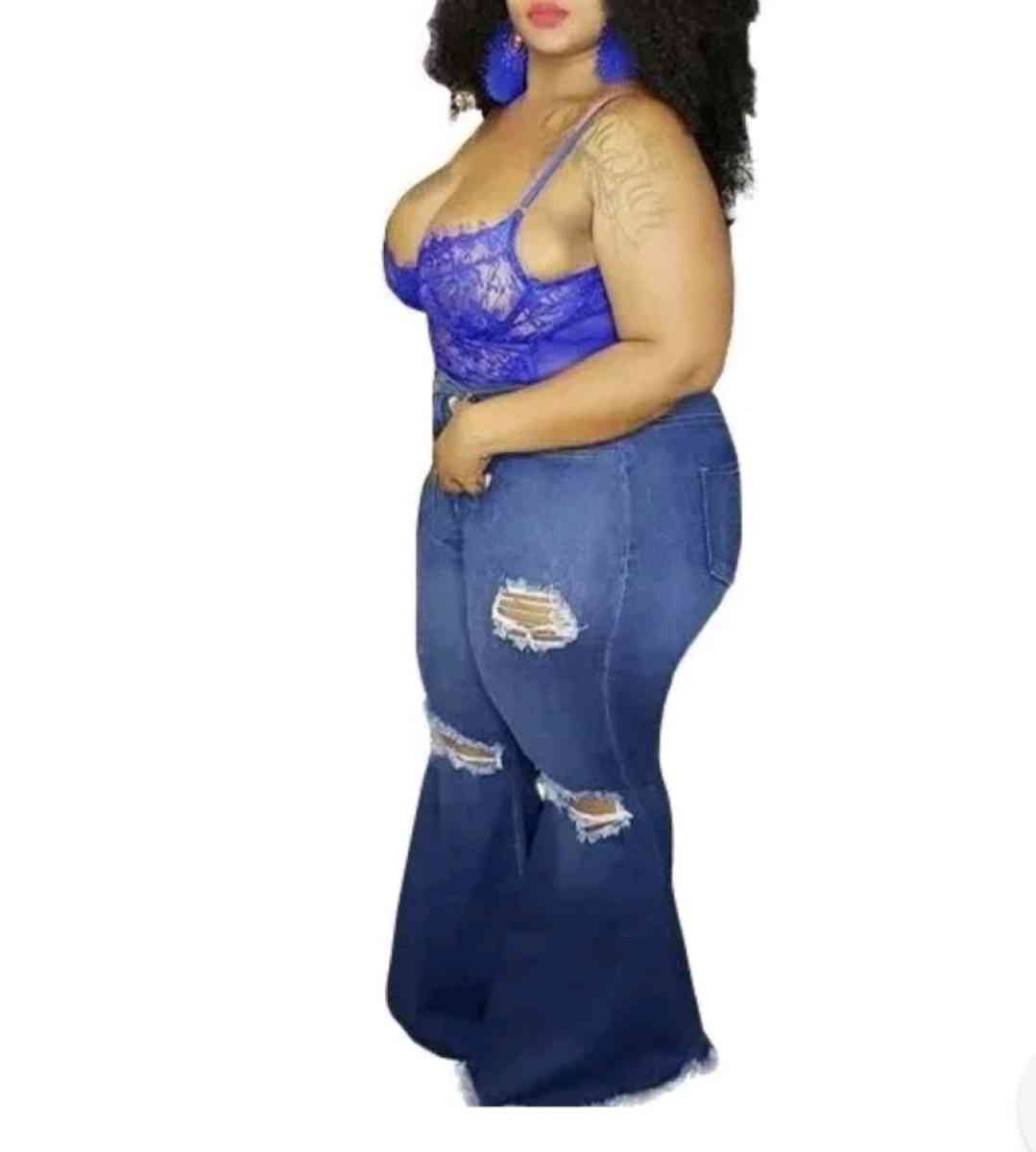 Womens plus size jeans Material cotton polyester Wide leg be - Willingboro, New Jersey