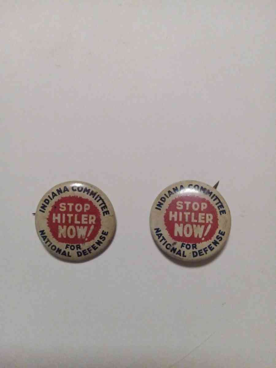 antique stop Hitler pinback buttons  two - New Albany, Indiana