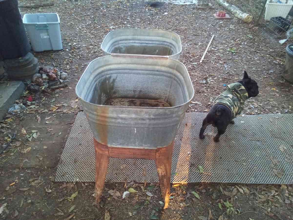Vintage Wheeling Galvanized Double Wash Tub Stand - Ardmore, Oklahoma - FleaMarketBay