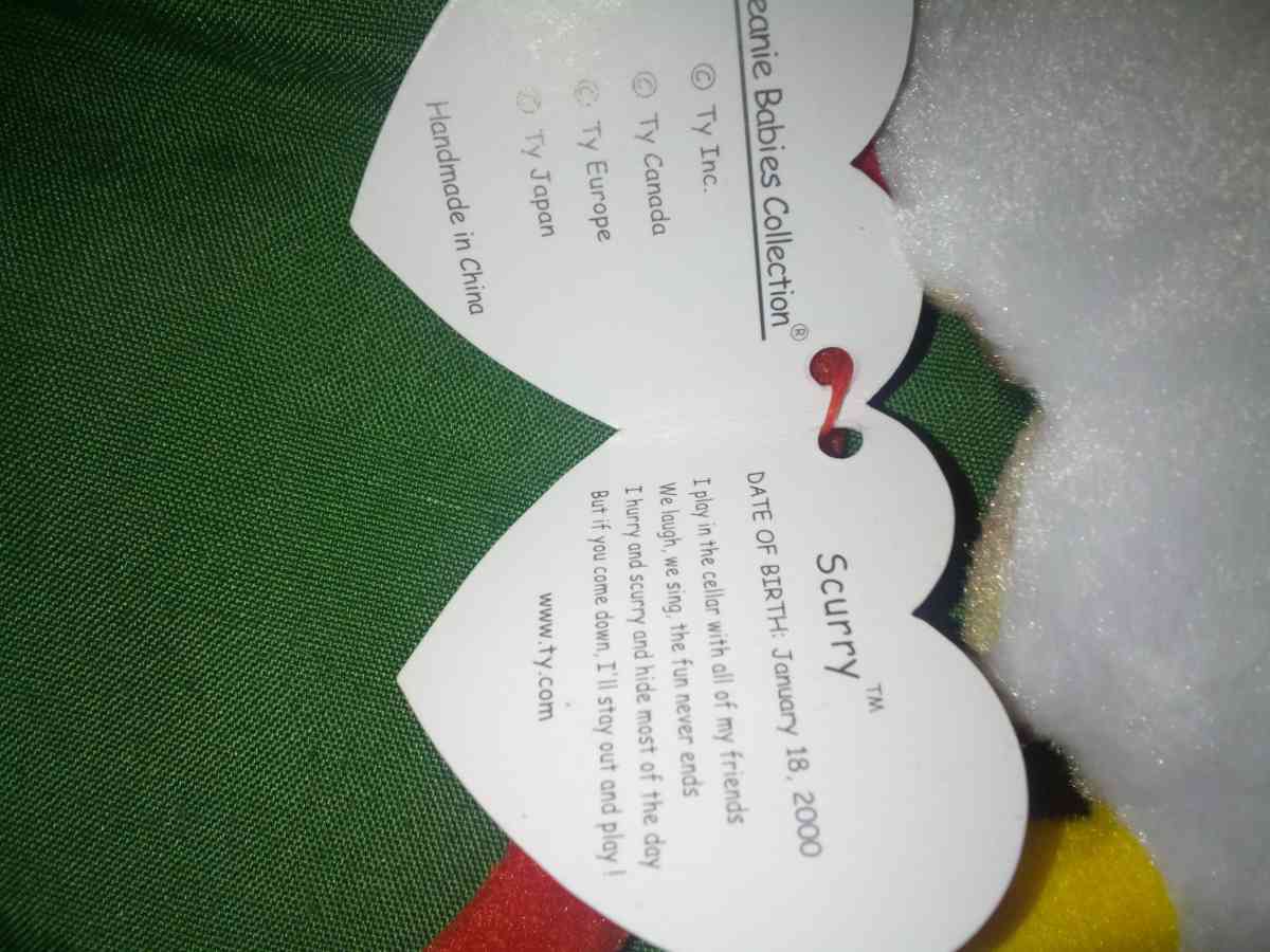 2000 Ty beanie babies scurry mint selling collection - New Port Richey, Florida - FleaMarketBay