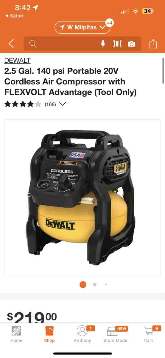 dewalt portable air compressor - San Jose, California