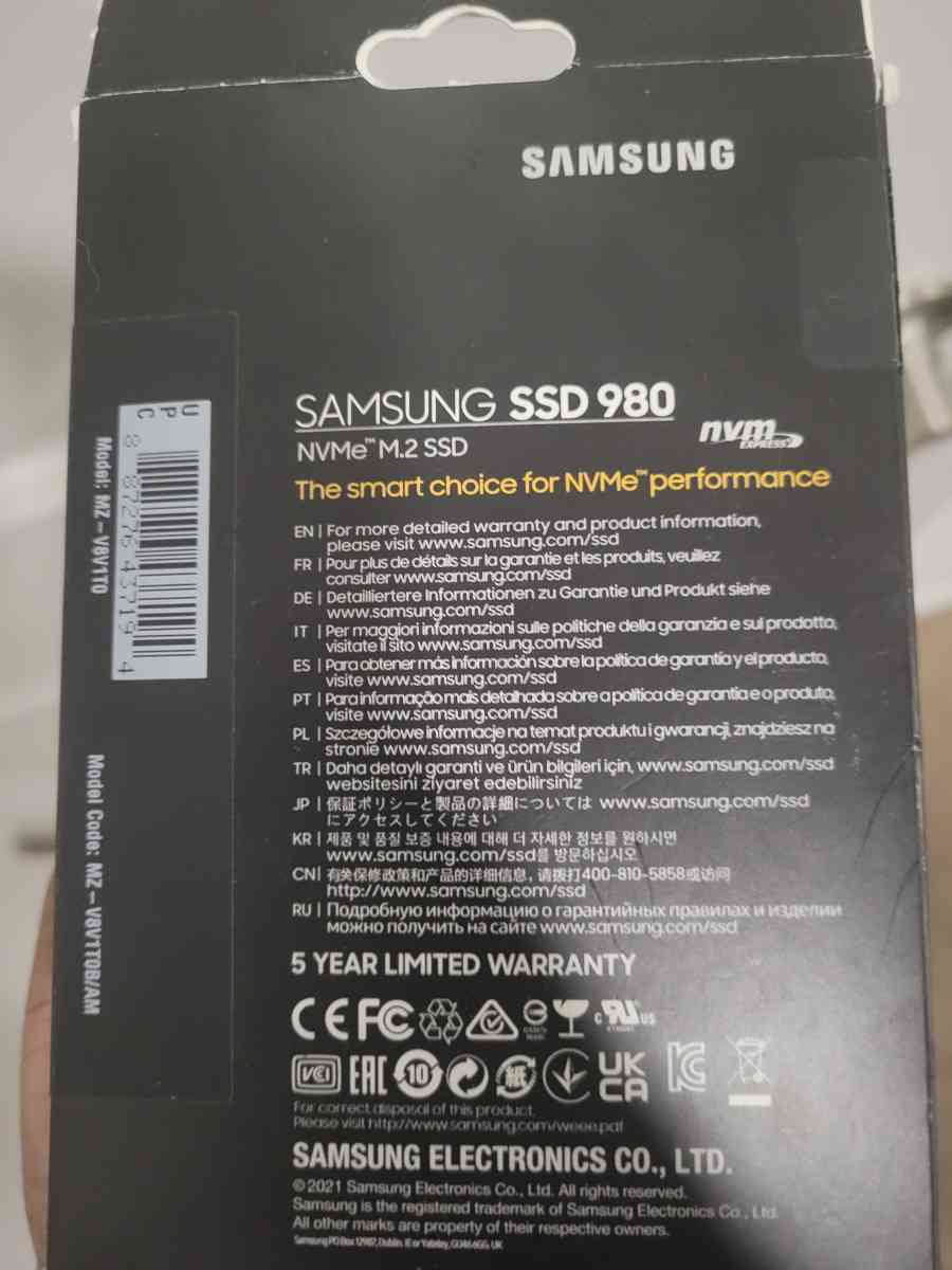 samsung  980 1tb internal gaming ssd pcie gen 3 x4 nvme - Lathrop, California - FleaMarketBay