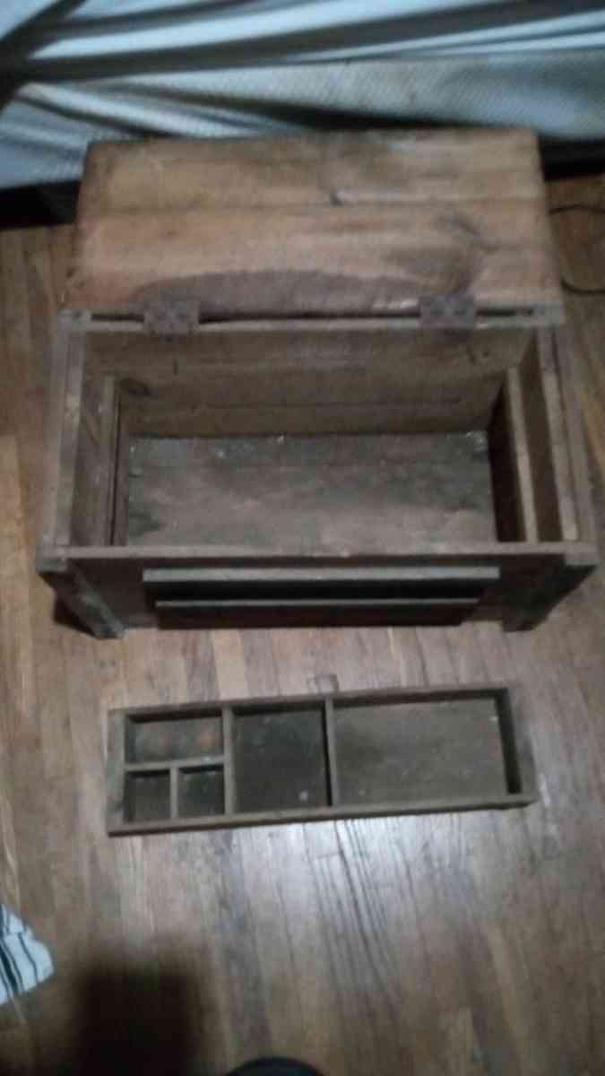 antique hand made wooden tool chest  box - Cottage Grove, Minnesota - FleaMarketBay