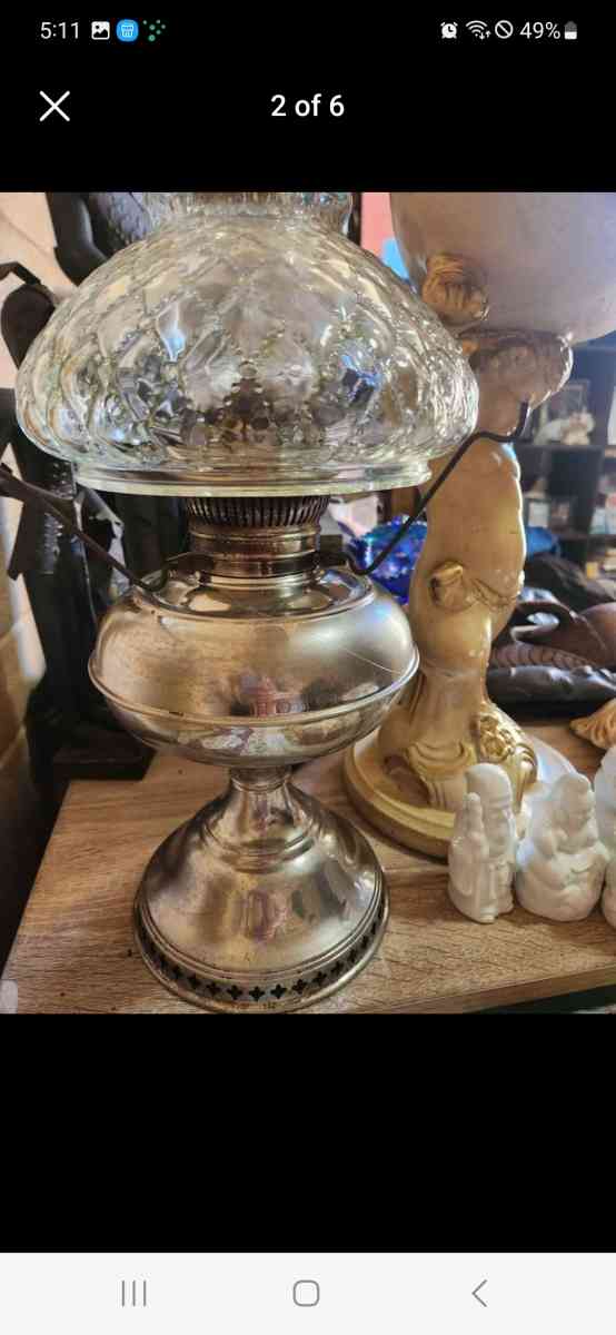 Silver Antique OIL LAMP 1895 - Dalton, Georgia - FleaMarketBay