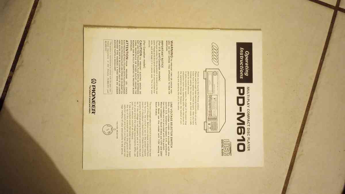 1989 Pioneer PDM610  Compact Disc Changer Vintage W Instruct - Hollywood, Florida - FleaMarketBay