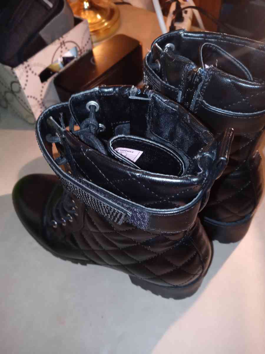 Juicy Couture Womens Opal Black Quilted Combat Boots 8half - Dayton, Ohio - FleaMarketBay